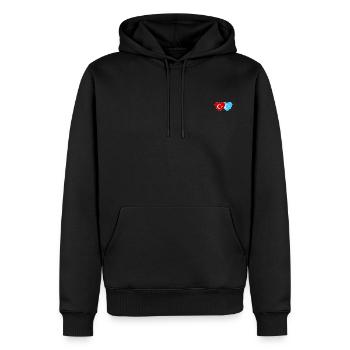 Turquie Cœur du drapeau ouïghour - Sweat à capuche Premium bio Homme - noir - Devant - Nico (187cm)