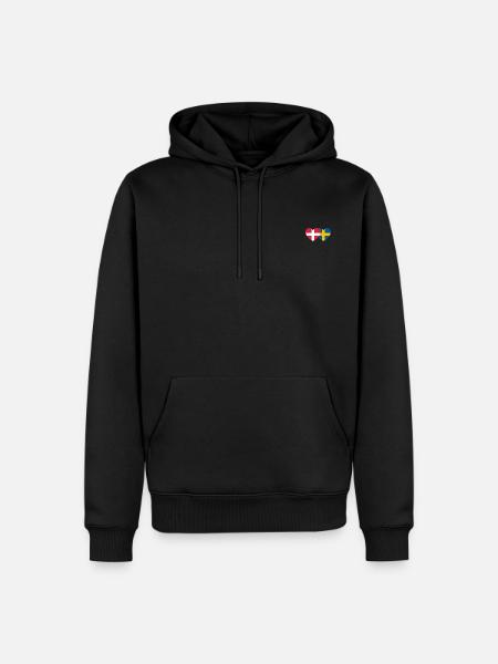 Denmark Sweden Flag Heart - Men’s Premium Organic Hoodie - black