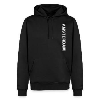 Amsterdam - Männer Premium Bio Hoodie - Schwarz - Vorne - Nico (187cm)
