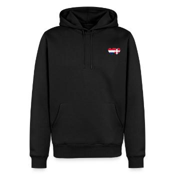 Pays-Bas Danemark Flag Heart - Sweat à capuche Premium bio Homme - noir - Devant - Nico (187cm)