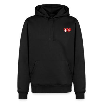 Dänemark Tunesien Flagge Herz - Männer Premium Bio Hoodie - Schwarz - Vorne - Nico (187cm)