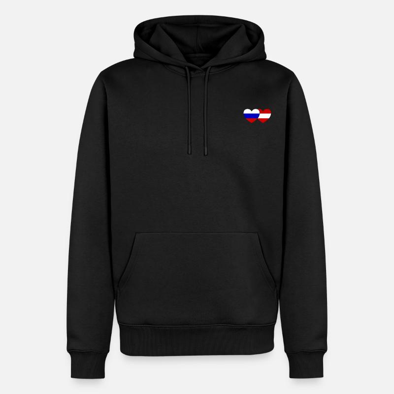 Russie Autriche Flag Coeur - Sweat à capuche Premium bio Homme - noir