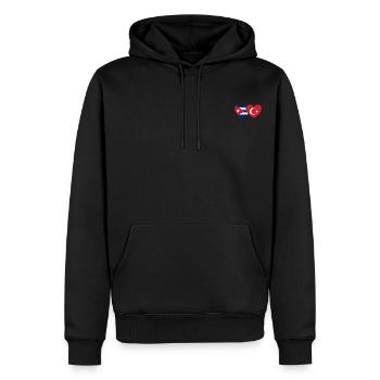 Cuba Turquie Flag Coeur - Sweat à capuche Premium bio Homme - noir - Devant - Nico (187cm)