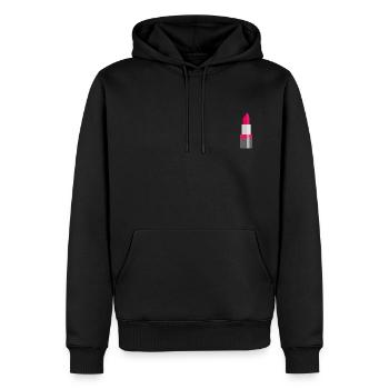 Idée cadeau de maquillage motif rouge à lèvres - Sweat à capuche Premium bio Homme - noir - Devant - Nico (187cm)