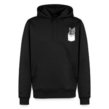Petit chat mignon dans un sac - Sweat à capuche Premium bio Homme - noir - Devant - Nico (187cm)
