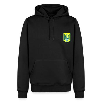 Ukraine - Männer Premium Bio Hoodie - Schwarz - Vorne - Nico (187cm)