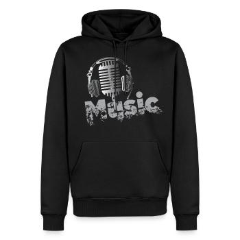 Musique Chanteur chanteuse micro cadeau - Sweat à capuche Premium bio Homme - noir - Devant - Nico (187cm)