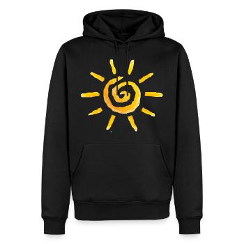Die Sonne - Männer Premium Bio Hoodie - Schwarz - Vorne - Nico (187cm)