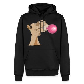 Chameau avec chewing-gum - Sweat à capuche Premium bio Homme - noir - Devant - Nico (187cm)