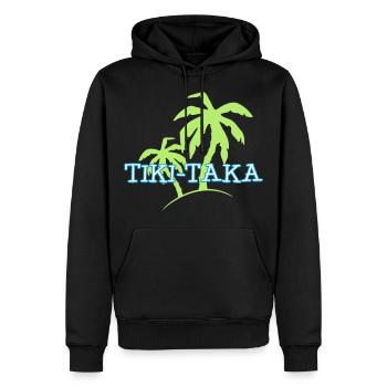 Tiki Taka / Kaua / Hawaii / Palme 3c - Männer Premium Bio Hoodie - Schwarz - Vorne - Nico (187cm)