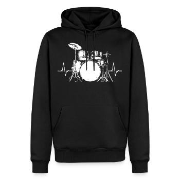 Drum Heartbeat Lifeline Music Lover Gift For Drumm - Men’s Premium Organic Hoodie - black - Front - Nico (187cm)