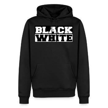 Black and White Schwarz und Weiß Geschenkidee - Männer Premium Bio Hoodie - Schwarz - Vorne - Nico (187cm)