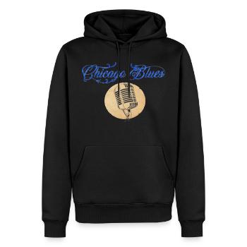chicago blues vintage micro t-shirt - Men’s Premium Organic Hoodie - black - Front - Nico (187cm)