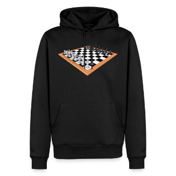 Jeu d'échecs, jouer aux échecs, sport d'échecs - Sweat à capuche Premium bio Homme - noir - Devant - Nico (187cm)