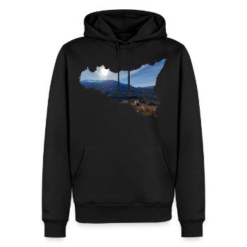 Montagnes près de Castelbuono en Sicile (Italie) - Sweat à capuche Premium bio Homme - noir - Devant - Nico (187cm)