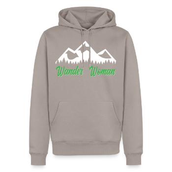 Randonner Woman sort montagne nature hobby randonnée - Sweat à capuche Premium bio Homme - taupe - Devant - Nico (187cm)