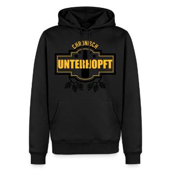 Unterhopft chronisch - Männer Premium Bio Hoodie - Schwarz - Vorne - Nico (187cm)