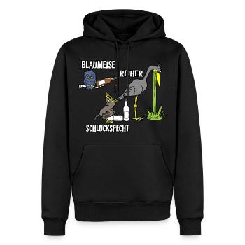 Blaumeise Reiher Schluckspecht - Männer Premium Bio Hoodie - Schwarz - Vorne - Nico (187cm)