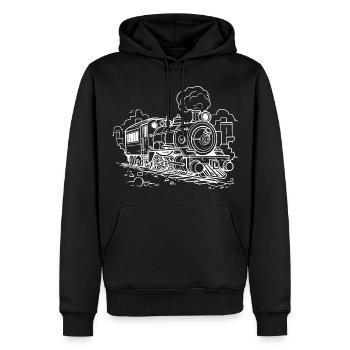 Dampflokomotive - Männer Premium Bio Hoodie - Schwarz - Vorne - Nico (187cm)