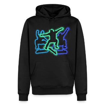 Skating, Skateboarder, Skateurs, Silhouettes, Skateboard - Sweat à capuche Premium bio Homme - noir - Devant - Nico (187cm)