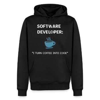 Software Developer - Coffee Edition - Männer Premium Bio Hoodie - Schwarz - Vorne - Nico (187cm)