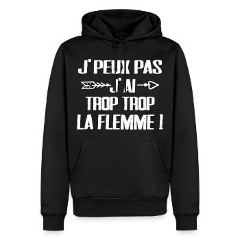 J'peux Pas J'ai trop trop La Flemme - Sweat à capuche Premium bio Homme - noir - Devant - Nico (187cm)