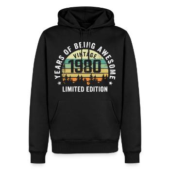 Legendär seit 1980, Vintage Edition 1980 Retro - Männer Premium Bio Hoodie - Schwarz - Vorne - Nico (187cm)