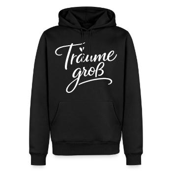 Träume Groß – Handlettering Script - Männer Premium Bio Hoodie - Schwarz - Vorne - Nico (187cm)