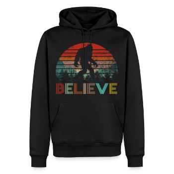 Glauben Sie an Bigfoot Vintage Retro Sasquatch Geschenk - Männer Premium Bio Hoodie - Schwarz - Vorne - Nico (187cm)