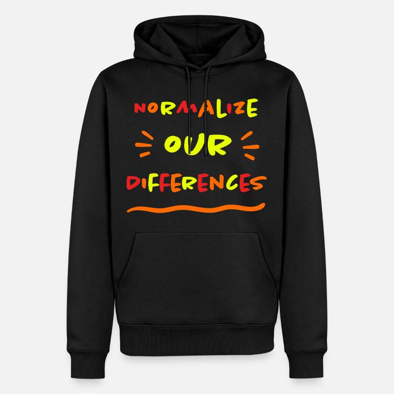 Normalize our Differences - Inclusion - neon - Men’s Premium Organic Hoodie - black
