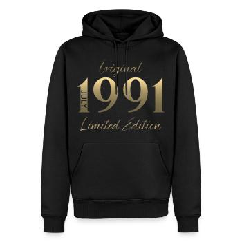 Cadeau du 35e anniversaire Millésime de juillet 1991 - Sweat à capuche Premium bio Homme - noir - Devant - Nico (187cm)