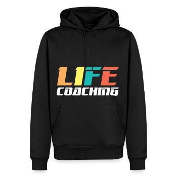 Life Coaching Mentor Trainer Coach Influencer - Men’s Premium Organic Hoodie - black - Front - Nico (187cm)
