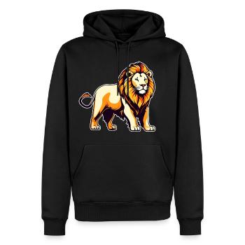 Stolzer Löwe im Retro Style - Männer Premium Bio Hoodie - Schwarz - Vorne - Nico (187cm)
