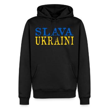 Ukraine Flagge Slava Ukraine - Männer Premium Bio Hoodie - Schwarz - Vorne - Nico (187cm)