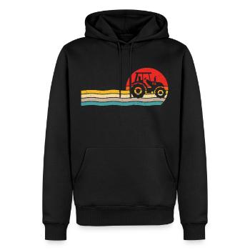 Retro t-shirt tractor for farmer tractor - Men’s Premium Organic Hoodie - black - Front - Nico (187cm)