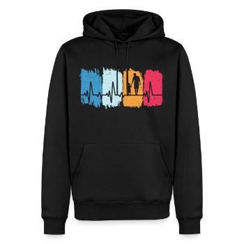 Père et fils Retro Heartbeat Cadeau Papa Son - Sweat à capuche Premium bio Homme - noir - Devant - Nico (187cm)