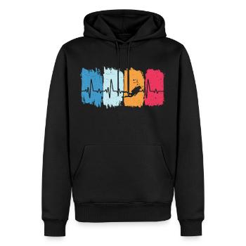 Plongée Rétro Heartbeat Diver - Sweat à capuche Premium bio Homme - noir - Devant - Nico (187cm)