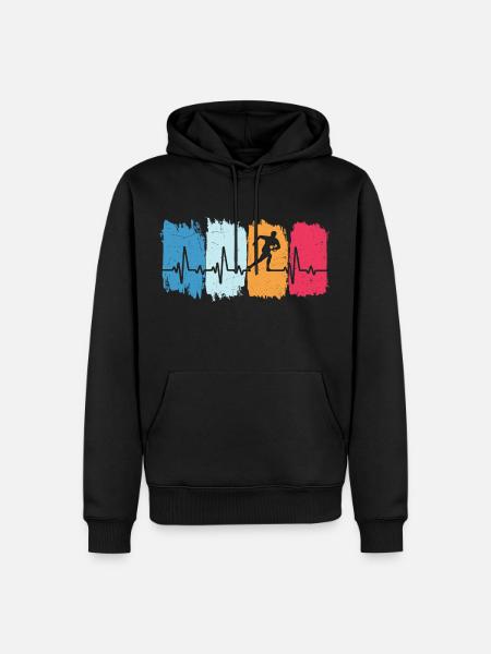 Rugby Retro Heartbeat Rugby Player - Men’s Premium Organic Hoodie - black
