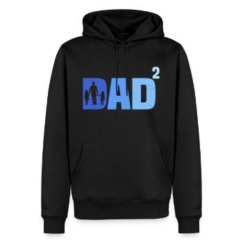 Père de deux filles Cadeau Papa Filles - Sweat à capuche Premium bio Homme - noir - Devant - Nico (187cm)
