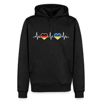 Ukraine Deutschland Herzschlag Flagge Ukrainer - Männer Premium Bio Hoodie - Schwarz - Vorne - Nico (187cm)