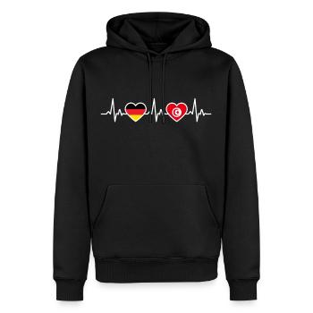 Tunesien Deutschland Herzschlag Flagge Tunesier - Männer Premium Bio Hoodie - Schwarz - Vorne - Nico (187cm)