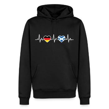 Schottland Deutschland Herzschlag Flagge Schotte - Männer Premium Bio Hoodie - Schwarz - Vorne - Nico (187cm)