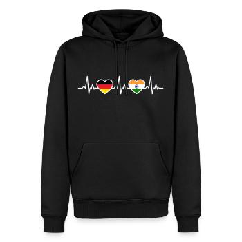 Inde Allemagne Battement de cœur Drapeau Indien - Sweat à capuche Premium bio Homme - noir - Devant - Nico (187cm)