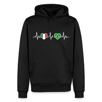 Brasilien Italien Heartbeat Flagge Brasilien - Männer Premium Bio Hoodie - Schwarz - Vorne - Nico (187cm)
