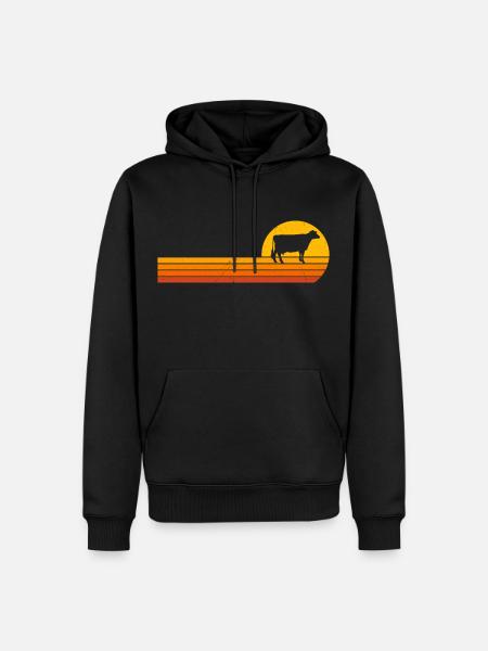 Mucche Sunrise Maglietta Mucca Divertente - Felpa con cappuccio ecologica premium da uomo - nero
