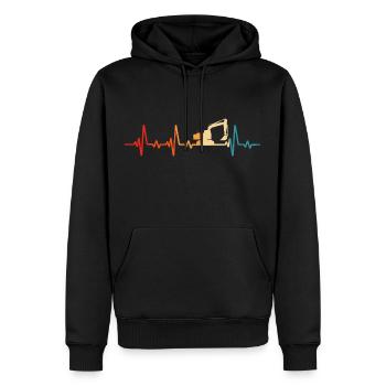 Rétro Excavatrice Excavateur Pilote Chantier - Sweat à capuche Premium bio Homme - noir - Devant - Nico (187cm)