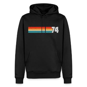 Retro 1974 t-shirt 74 vintage 1974 - Men’s Premium Organic Hoodie - black - Front - Nico (187cm)