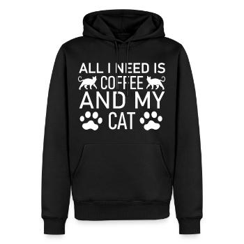 All I Need Is Coffee And My Cat - Männer Premium Bio Hoodie - Schwarz - Vorne - Nico (187cm)