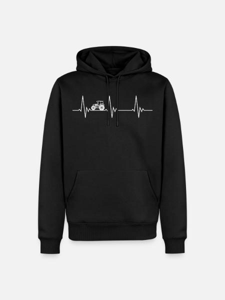 Herzschlag Traktor Landwirtschaft - Männer Premium Bio Hoodie - Schwarz