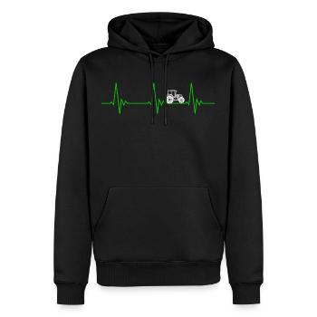 Herzschlag Traktor Landwirtschaft - Männer Premium Bio Hoodie - Schwarz - Vorne - Nico (187cm)